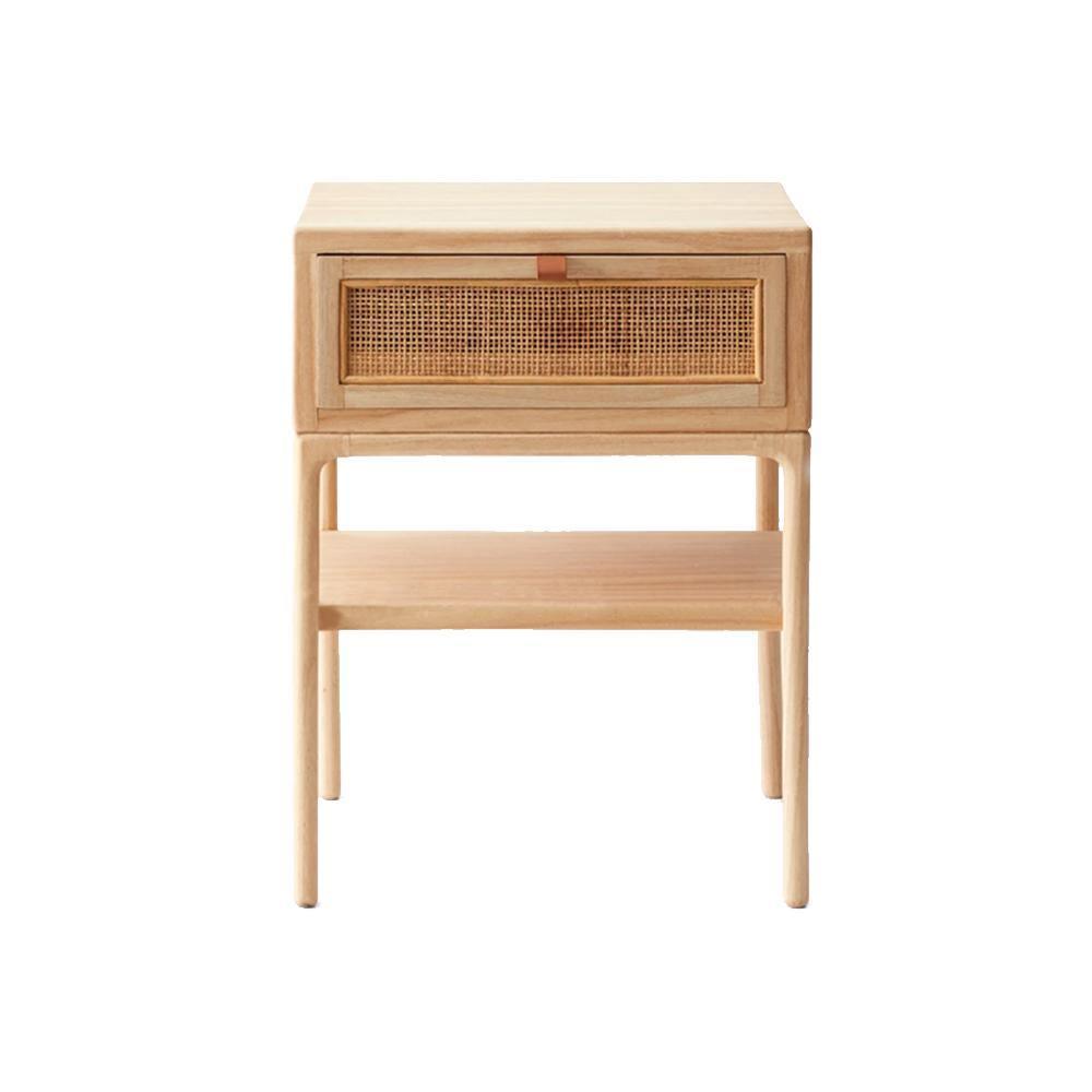 Cement Bedside Table, Light Oak