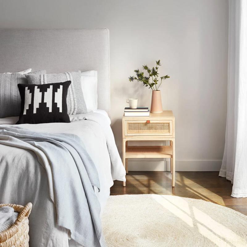 Cement Bedside Table, Light Oak