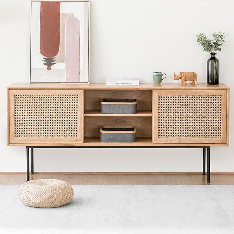 Cement Sideboard / TV Stand, Light Oak
