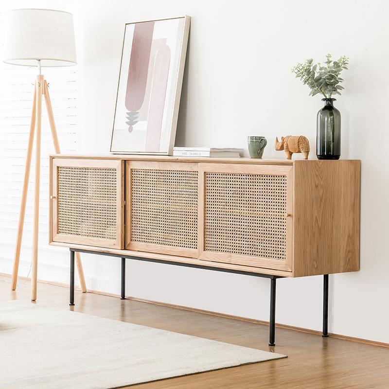 Cement Sideboard / TV Stand, Light Oak