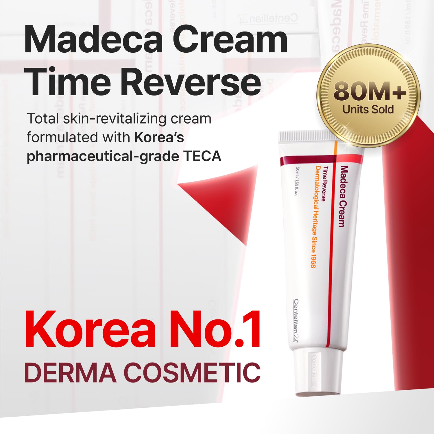 CENTELLIAN 24 Madeca Cream Time Reverse 50ml + Madeca Derma Mask 3(Intensive) 10pc – Hydration, Firming & Wrinkle Care Set