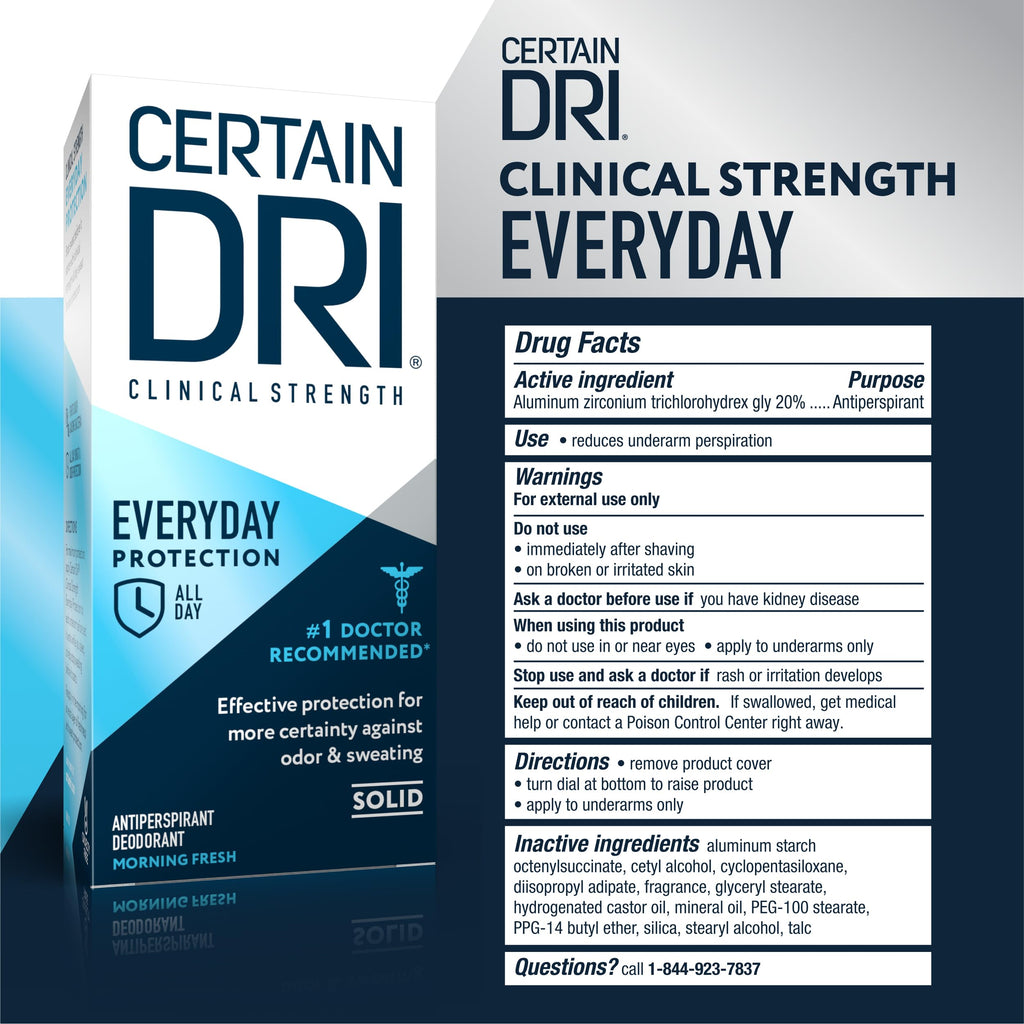Certain Dri Everyday Strength Clinical Antiperspirant – 72-Hour Sweat Protection (3-Pack)