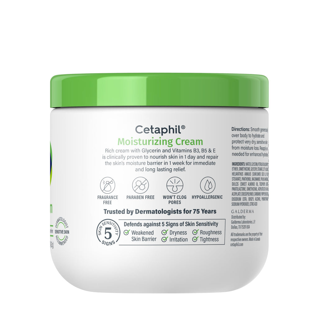 Cetaphil Face & Body Moisturizing Cream – Hydrating, Fragrance Free, 16 oz (2 Pack)