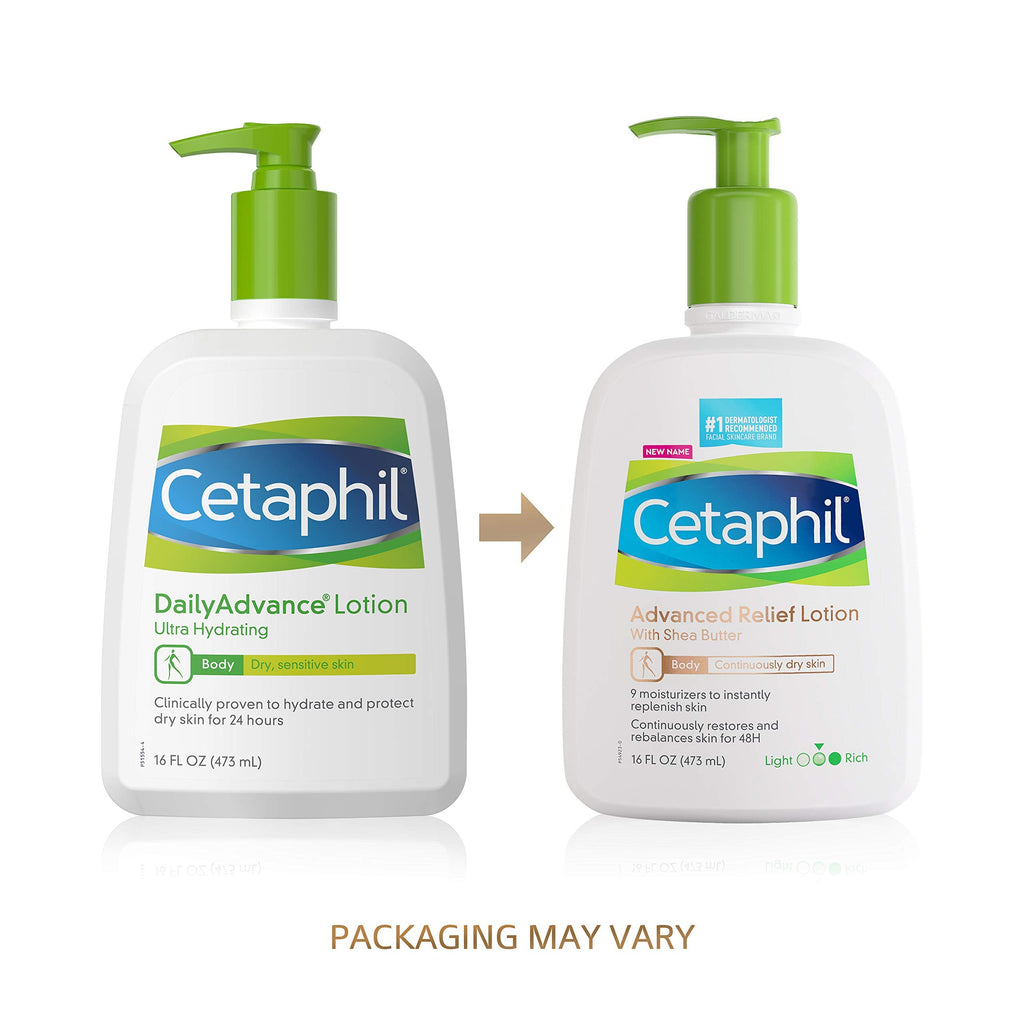 Cetaphil Advanced Relief Lotion with Shea Butter – 2 Pack, 16 oz each | Fragrance Free, 48-Hr Hydration, Restores Skin Barrier