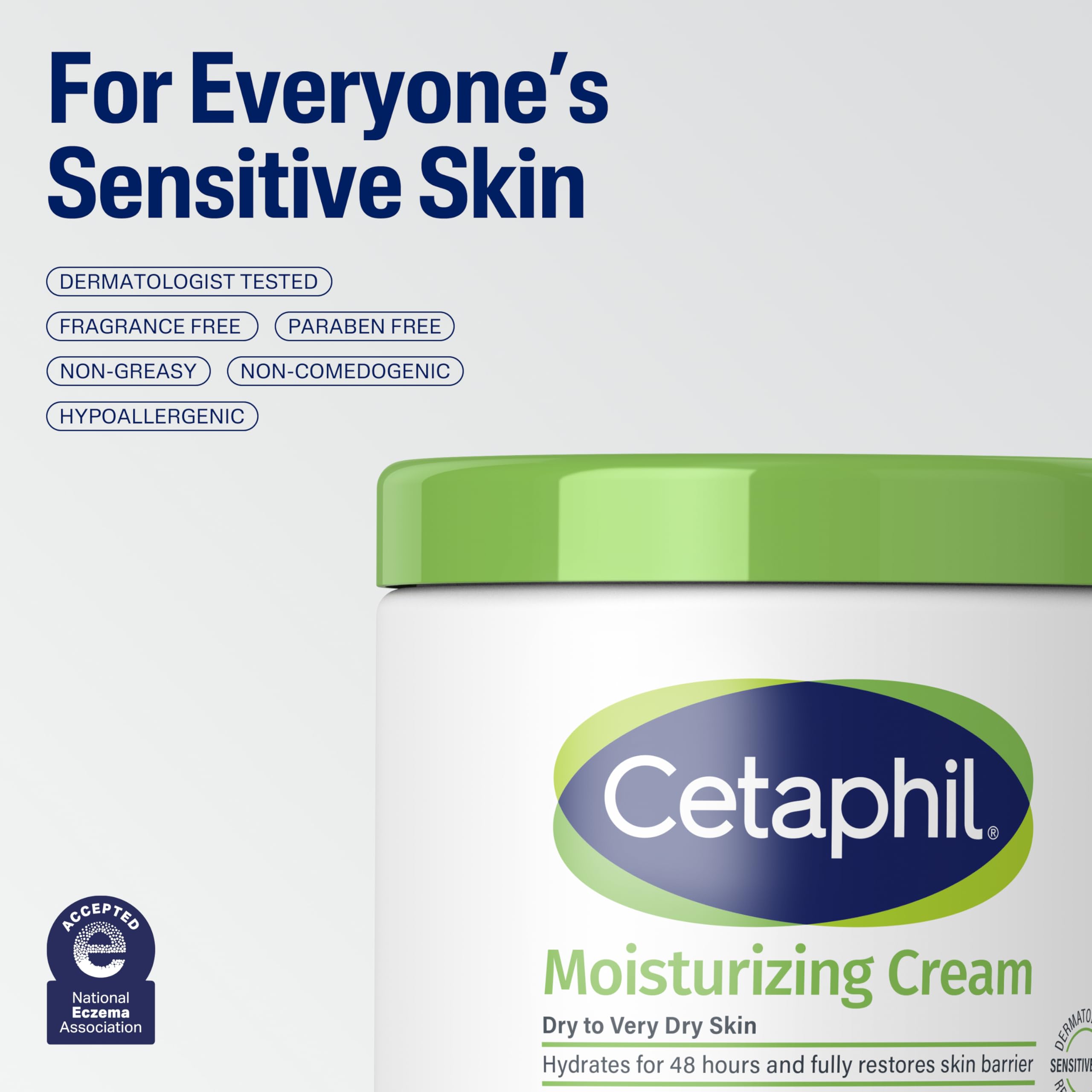Cetaphil Face & Body Moisturizing Cream – Hydrating, Fragrance Free, 16 oz (2 Pack)