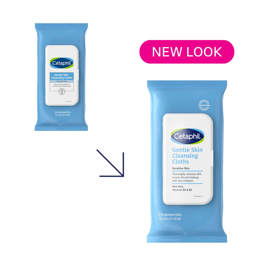 Cetaphil Gentle Skin Cleansing Cloths – 3 Pack (75 Wipes), Fragrance-Free for Sensitive Skin | Flip Top Closure