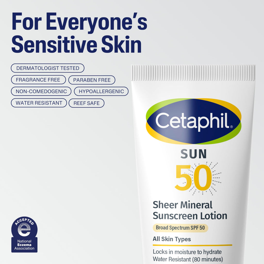 Cetaphil Sheer Mineral Sunscreen SPF 50 — Face & Body, 3 oz