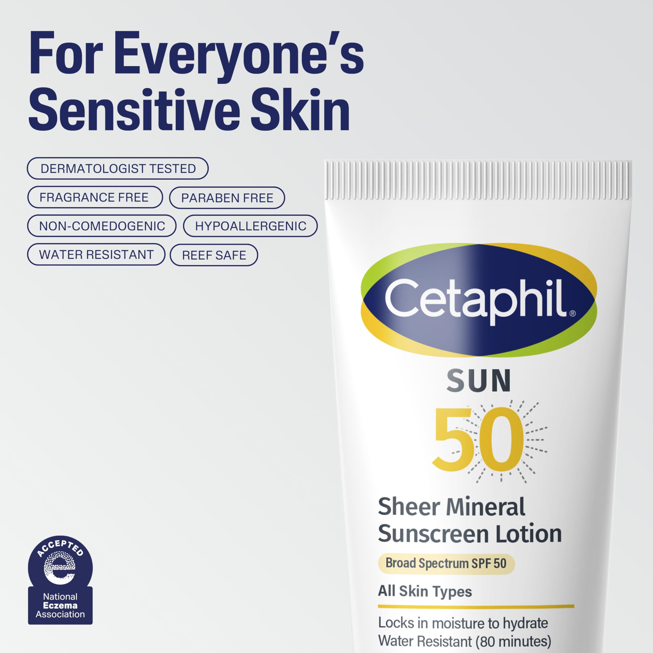 Cetaphil Sheer Mineral Sunscreen SPF 50 — Face & Body, 3 oz