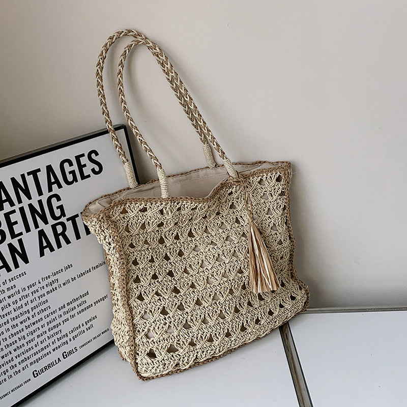 Women's Fashion Simple Straw Hollow Shoulder Bag