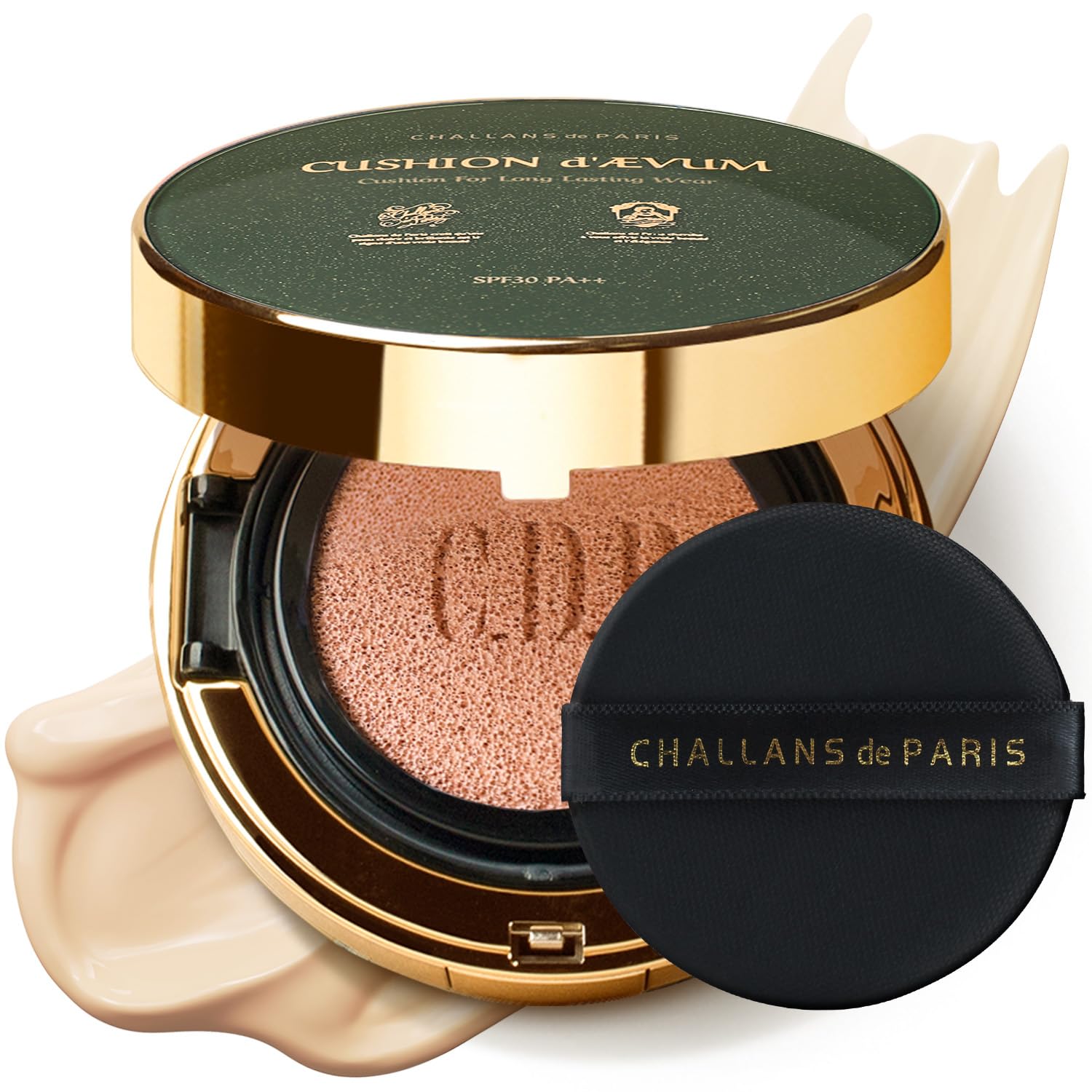 [CHALLANS de PARIS] Cushion de Ævum Cream Foundation – Full Coverage Matte, 21 Bright Ivory, 0.53 oz