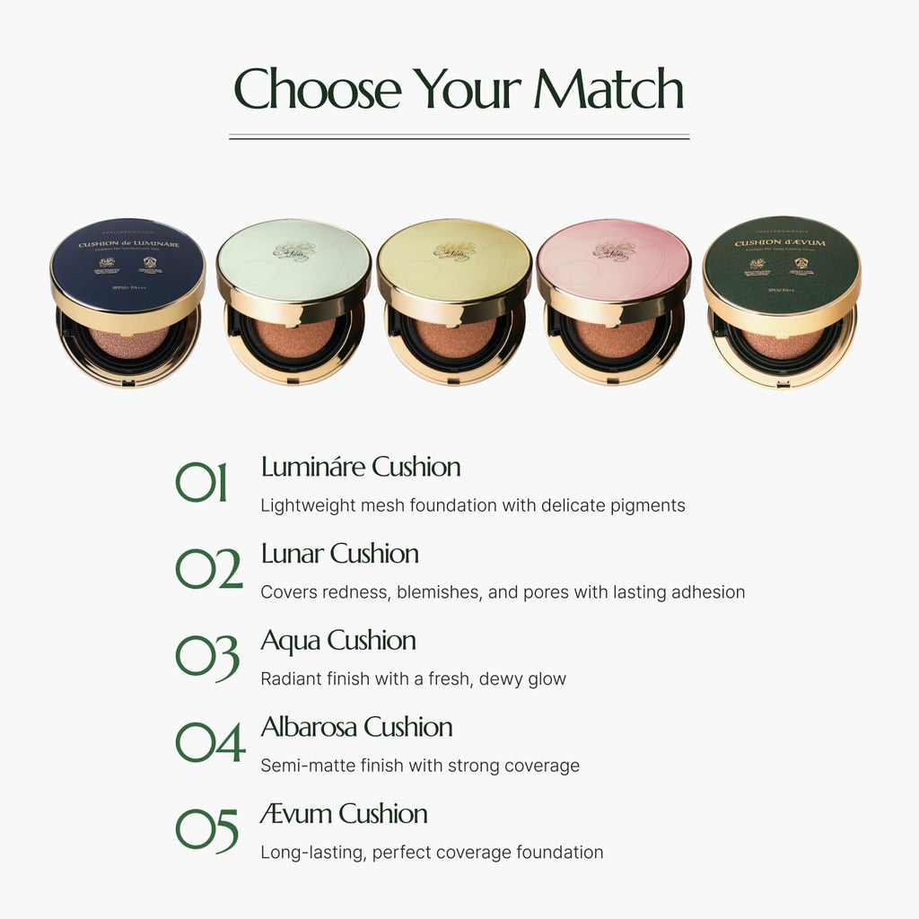 [CHALLANS de PARIS] Cushion de Ævum Cream Foundation – Full Coverage Matte, 21 Bright Ivory, 0.53 oz