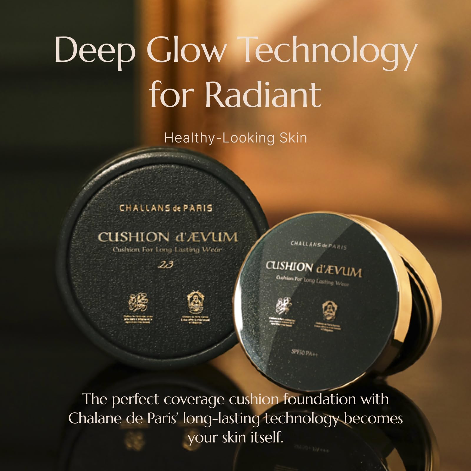 [CHALLANS de PARIS] Cushion de Ævum Cream Foundation – Full Coverage Matte, 21 Bright Ivory, 0.53 oz