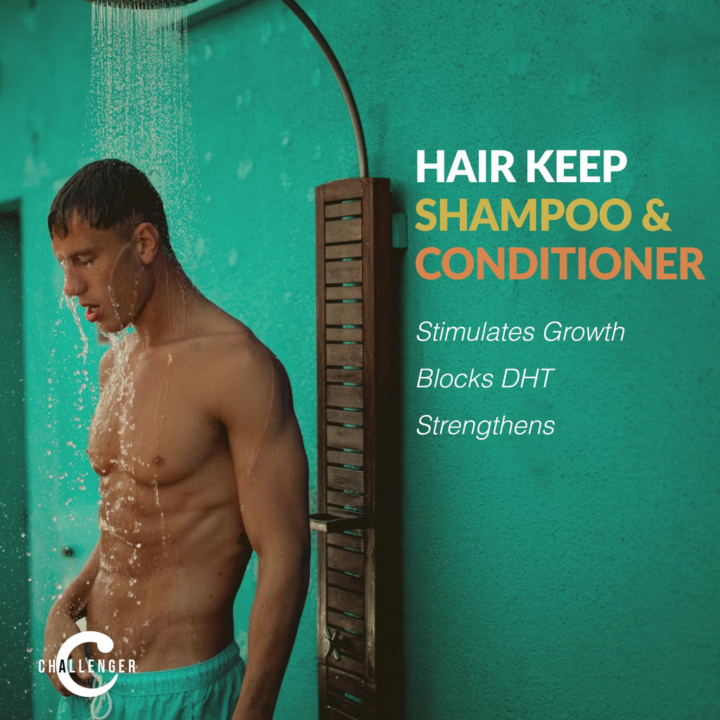 Challenger Men's Hair Keep Shampoo & Conditioner - 2x10oz Duo with Baicapil & DHT Blockers