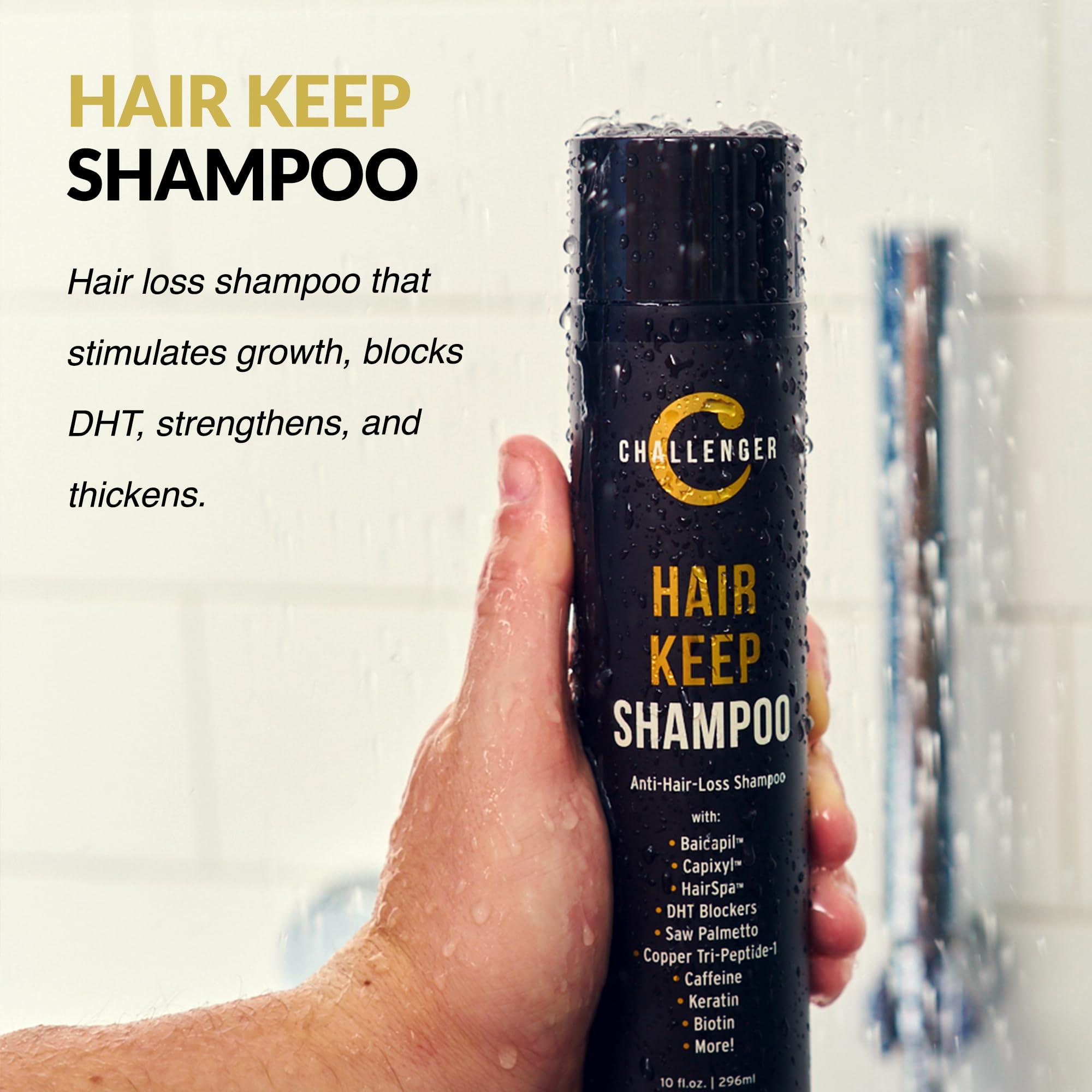 Challenger Men's Hair Keep Shampoo – DHT-Blocking Growth Formula with Baicapil, Capixyl & HairSpa (2-Month Supply)