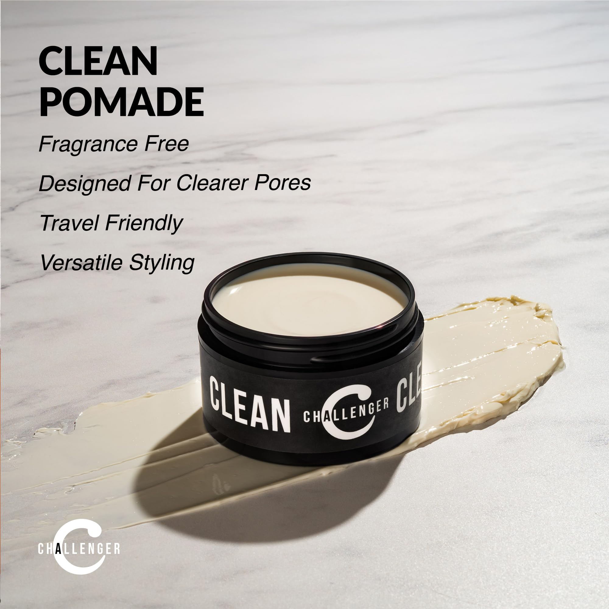 Challenger Fragrance-Free Cream Pomade Combo – Non-Comedogenic, Matte Finish, Medium Hold (3oz & 1.5oz Jars)