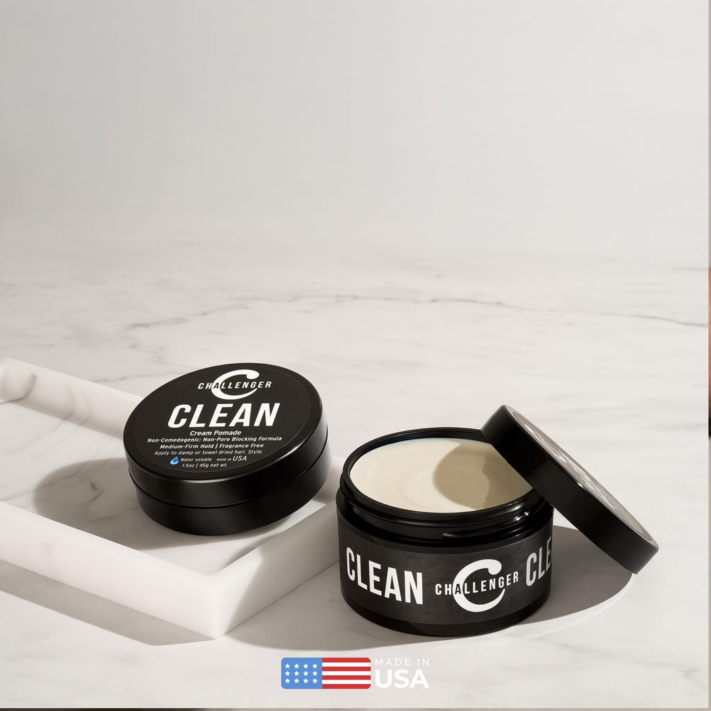 Challenger Fragrance-Free Cream Pomade Combo – Non-Comedogenic, Matte Finish, Medium Hold (3oz & 1.5oz Jars)