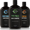 Challenger Men's Tea Tree Shampoo, Conditioner & Body Wash Trio | 3x16oz | Sulfate-Free with Argan Oil, Biotin, Keratin, Vitamins C & D, Protein, No Artificial Colors