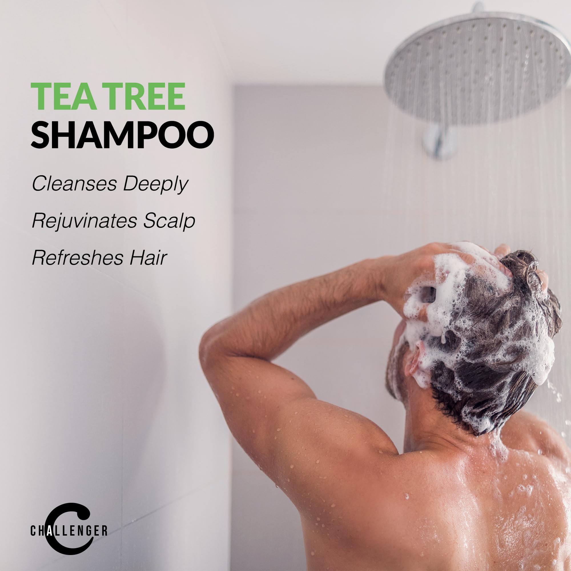 Challenger Tea Tree Shampoo | Sulfate-Free Formula with Argan Oil, Biotin & Keratin | For Itchy & Dry Scalp | 16oz
