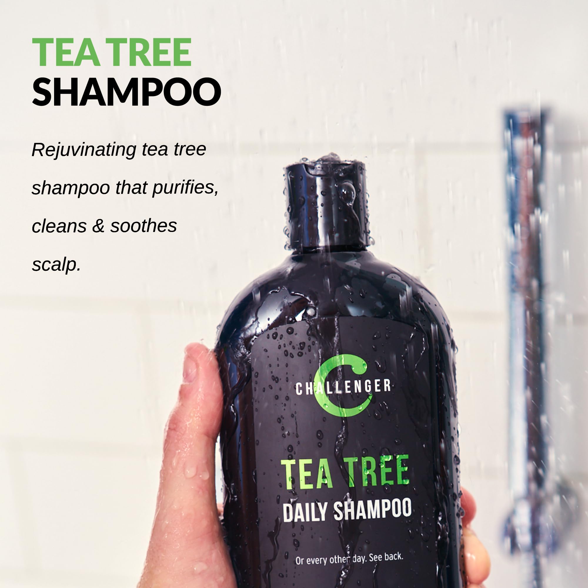 Challenger Tea Tree Shampoo | Sulfate-Free Formula with Argan Oil, Biotin & Keratin | For Itchy & Dry Scalp | 16oz
