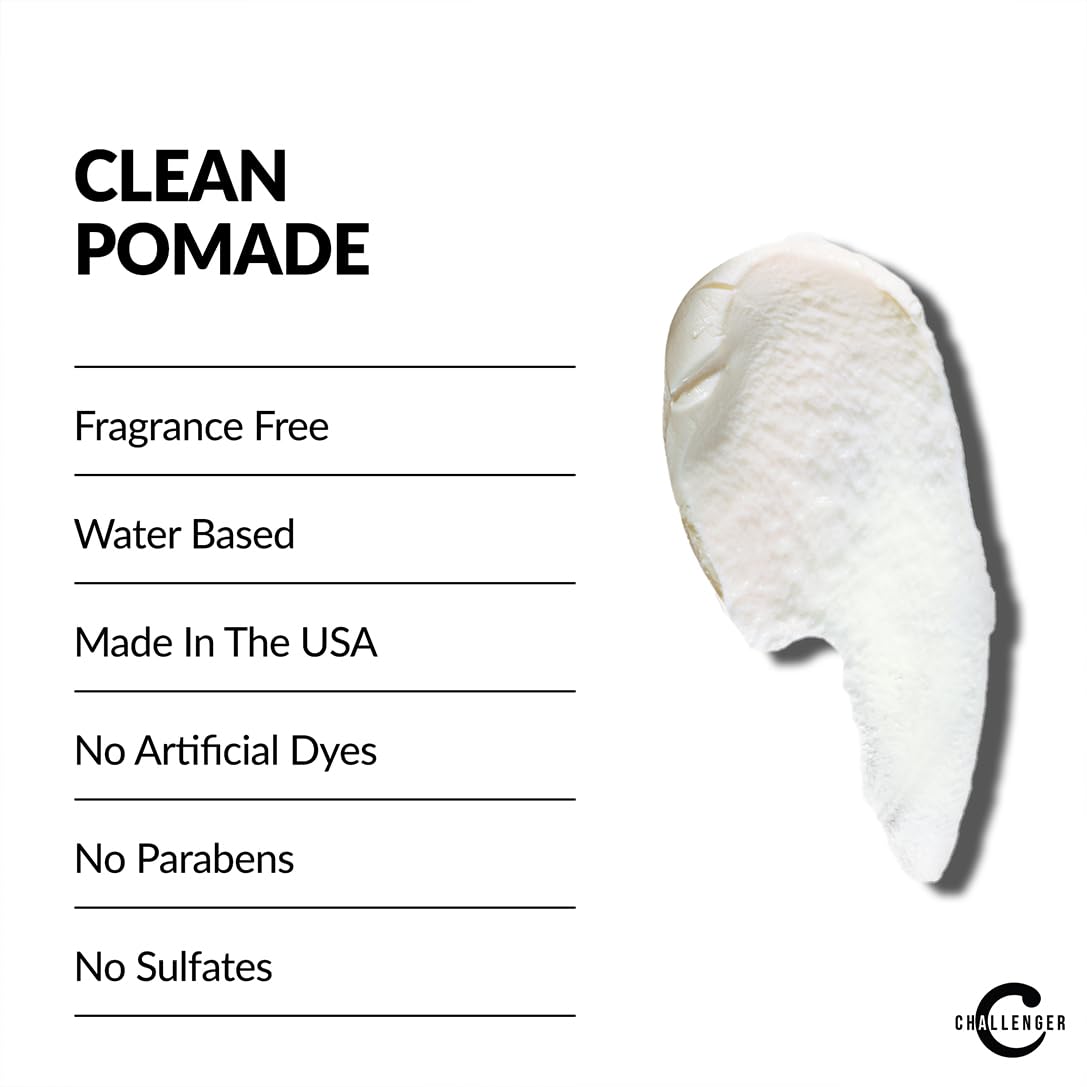 Challenger Fragrance-Free Cream Pomade Combo – Non-Comedogenic, Matte Finish, Medium Hold (3oz & 1.5oz Jars)