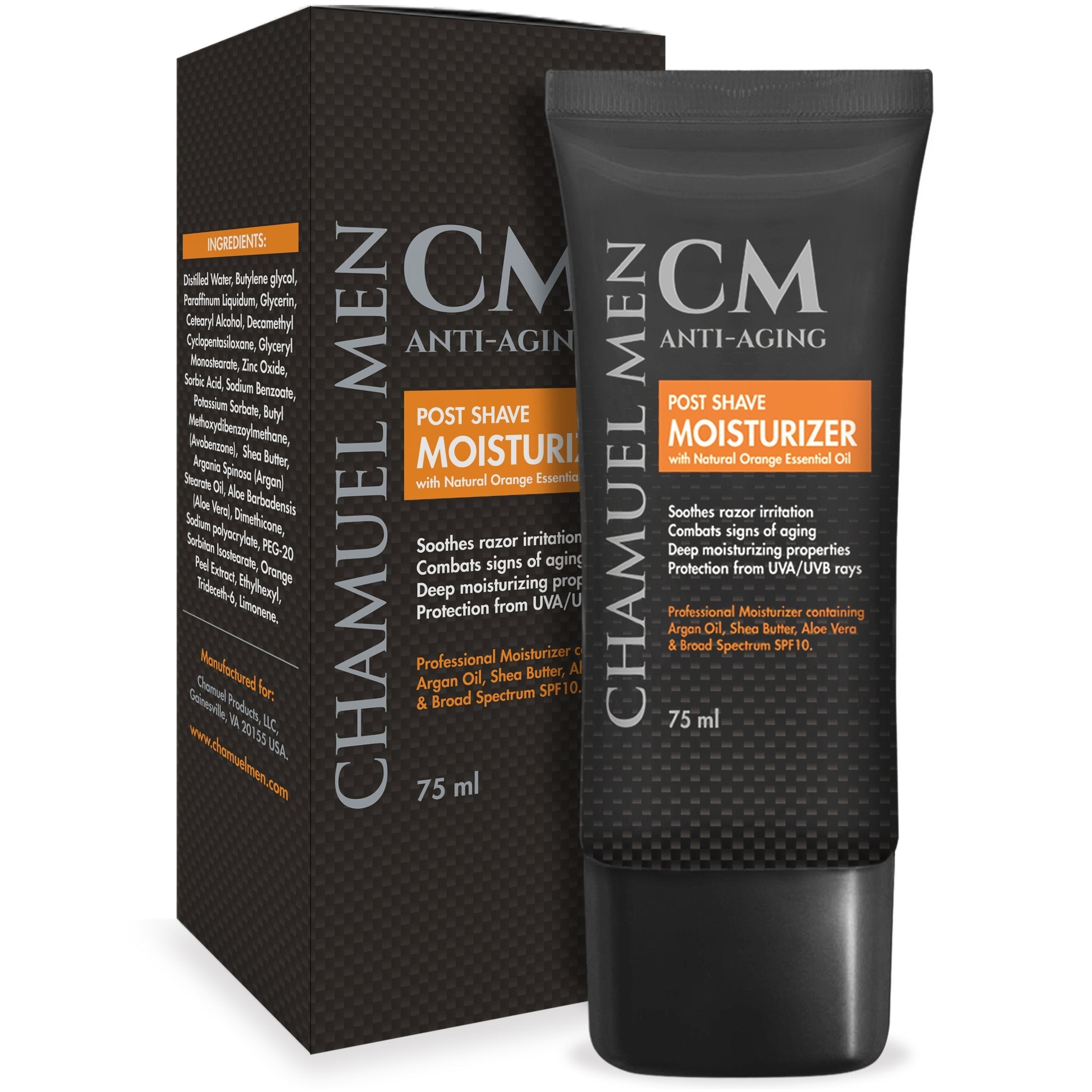 CHAMUEL MEN Anti Aging Daily Aftershave for Men – All Natural Facial Moisturizer with Argan, Shea & Aloe, 2.6 oz