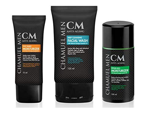 CHAMUEL MEN Anti Aging Daily Aftershave for Men – All Natural Facial Moisturizer with Argan, Shea & Aloe, 2.6 oz