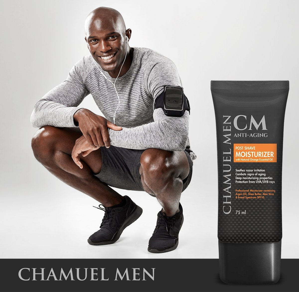 CHAMUEL MEN Anti Aging Daily Aftershave for Men – All Natural Facial Moisturizer with Argan, Shea & Aloe, 2.6 oz