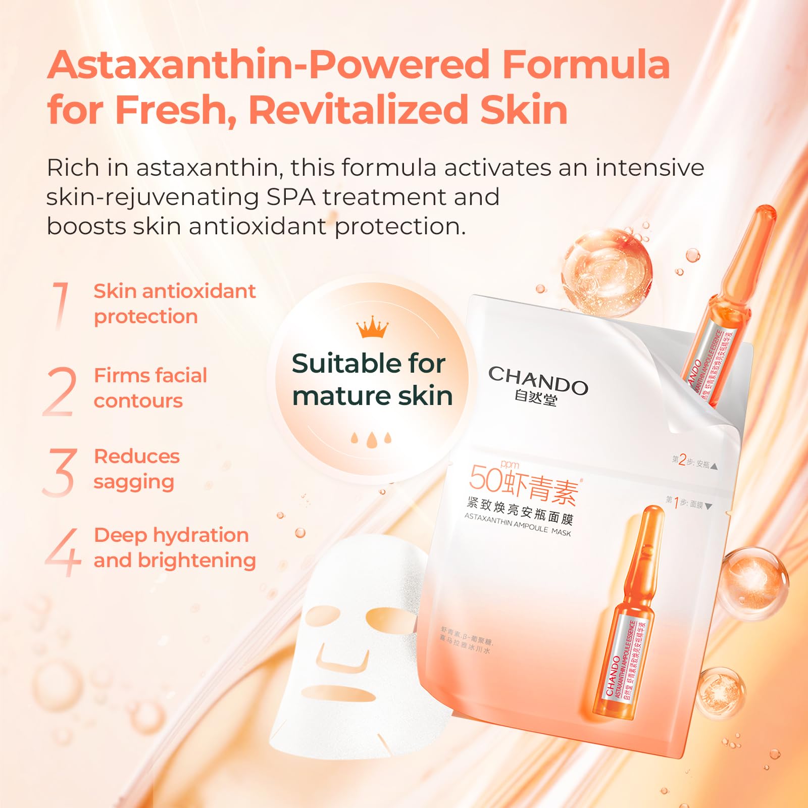 CHANDO HIMALAYA 2-Step Astaxanthin Firming Ampoule Mask – Radiance & Firmness (1.5ml + 5x33ml)