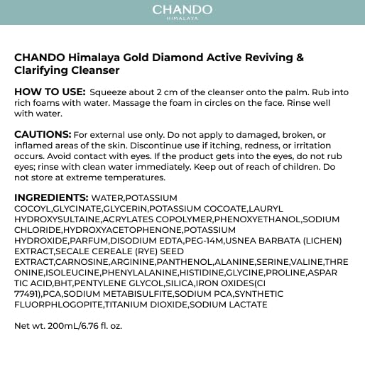 CHANDO HIMALAYA Gold Diamond Facial Cleanser – Reviving Daily Cleanser with Amino Acids for Hydration