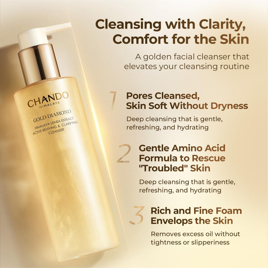 CHANDO HIMALAYA Gold Diamond Facial Cleanser – Reviving Daily Cleanser with Amino Acids for Hydration