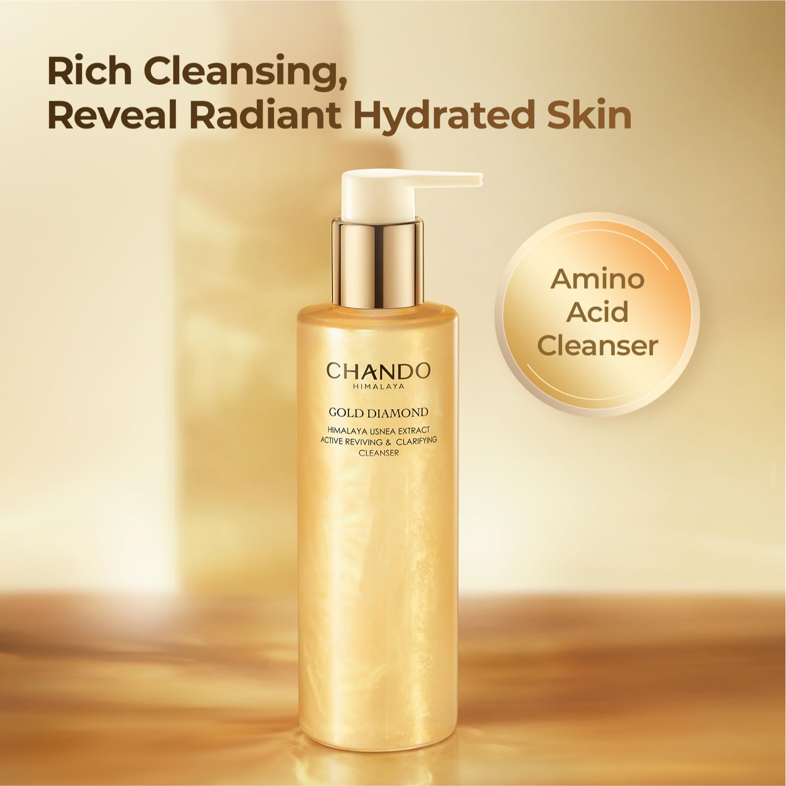 CHANDO HIMALAYA Gold Diamond Facial Cleanser – Reviving Daily Cleanser with Amino Acids for Hydration