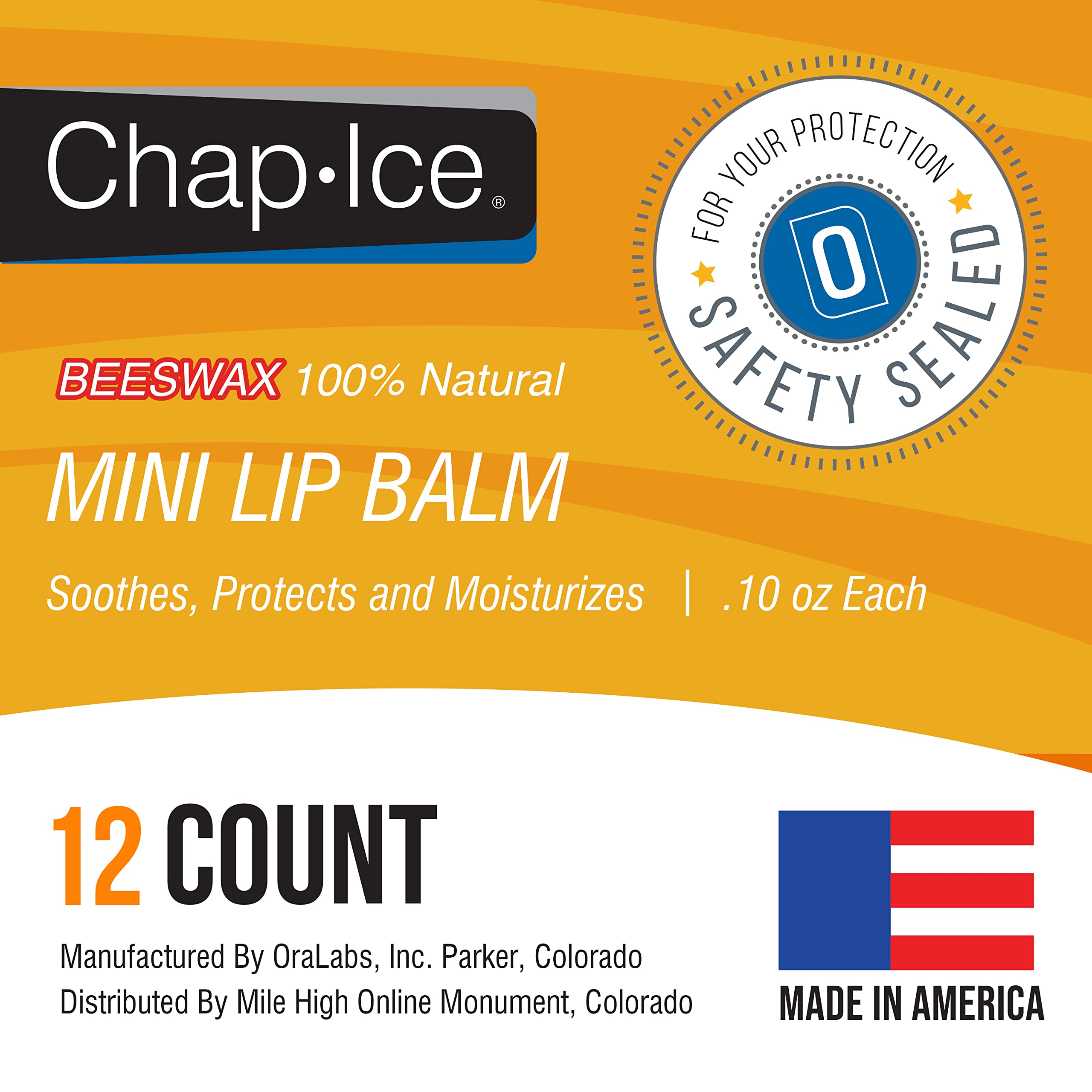 Chap-Ice® 12-Count Peppermint Mini Lip Balm with Vitamin E – Made in USA