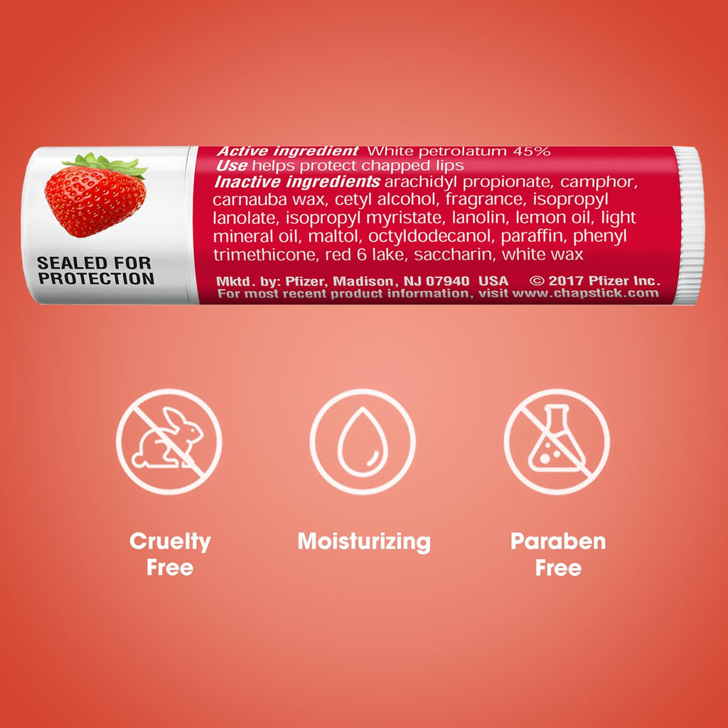 ChapStick Bulk Classic Strawberry Lip Balm – 24 Tubes, 0.15 oz Each | Tinted Moisturizer