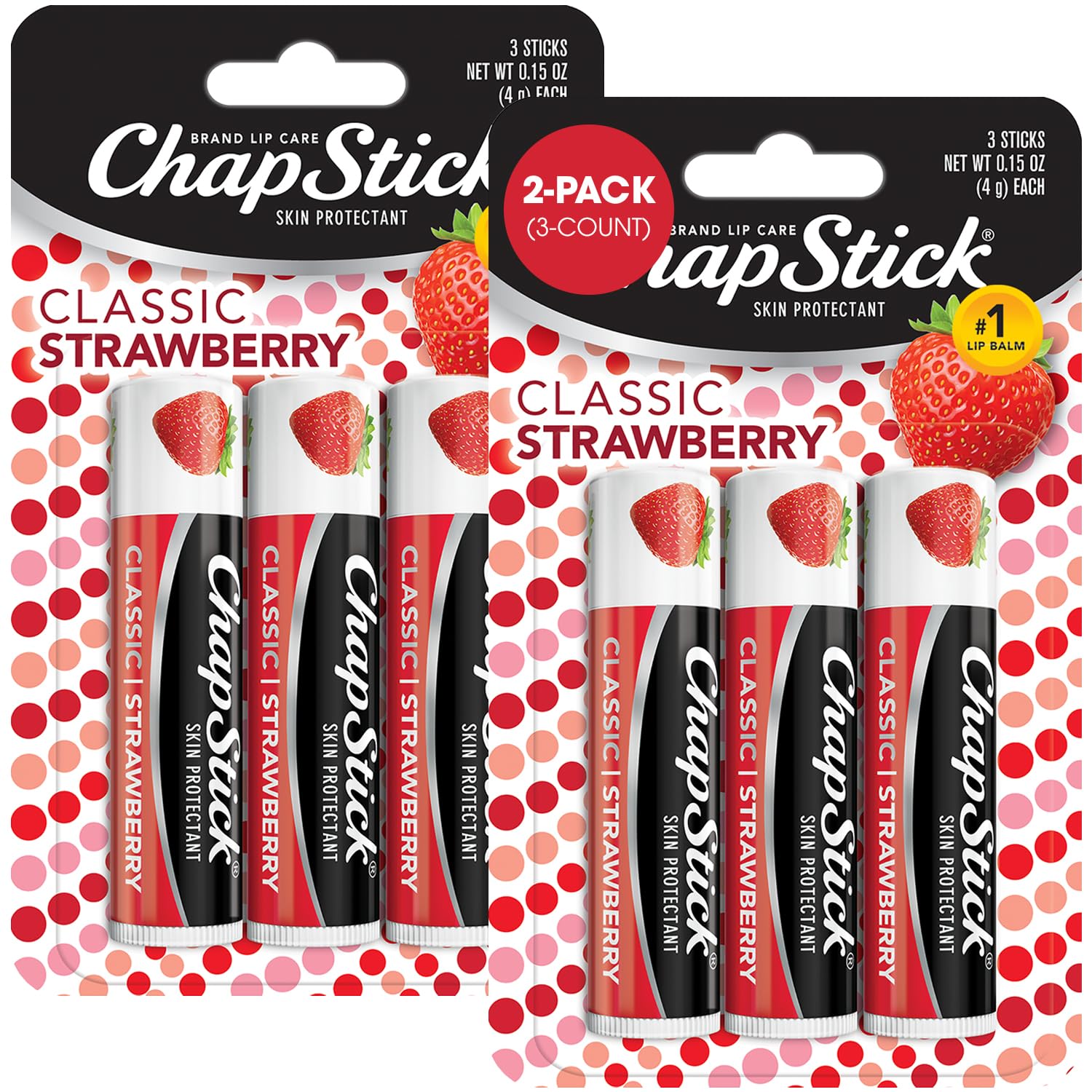 ChapStick Classic Strawberry Lip Balm – 6 Count, Sheer Tint Moisturizer