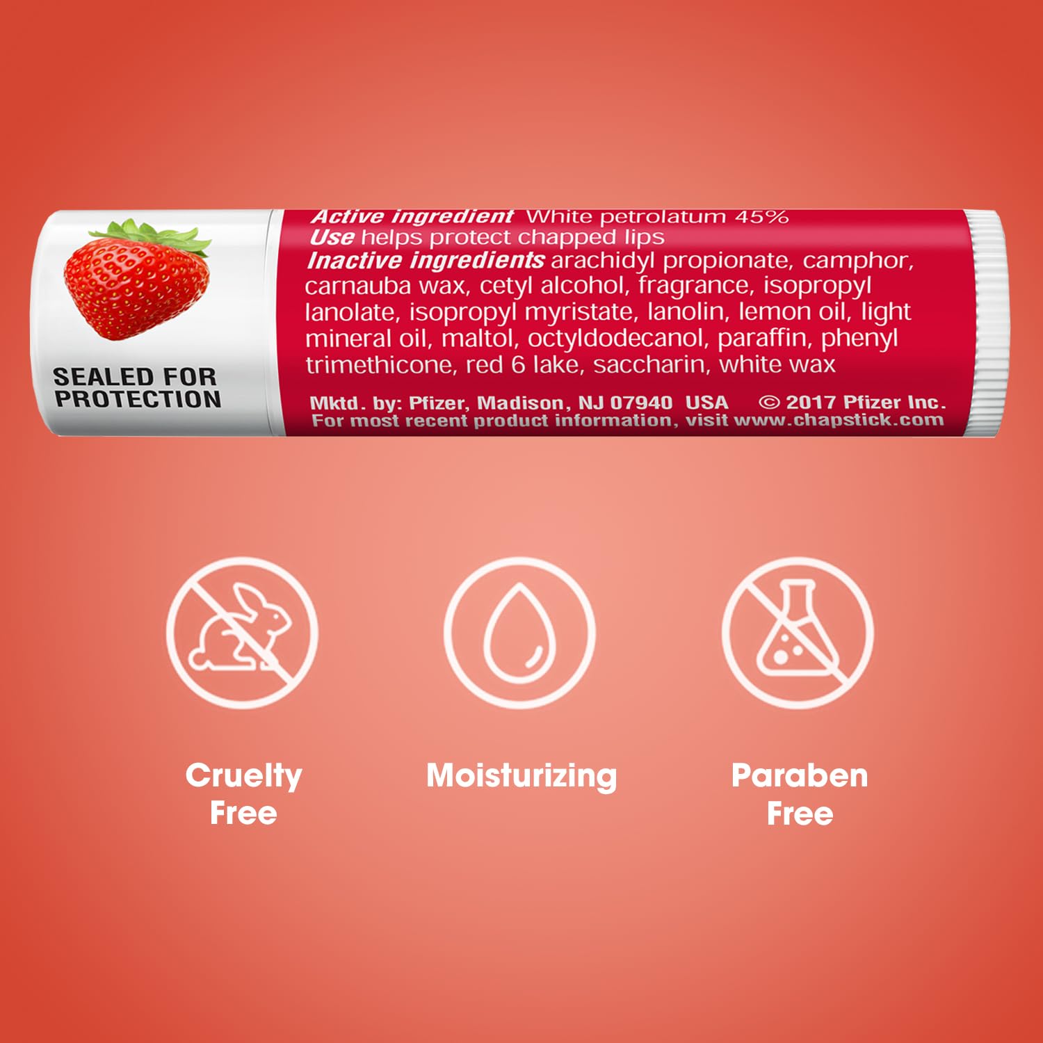 ChapStick Lip Care Classic Strawberry 12-Count Bulk – Moisturizing Lip Balm 0.15 oz