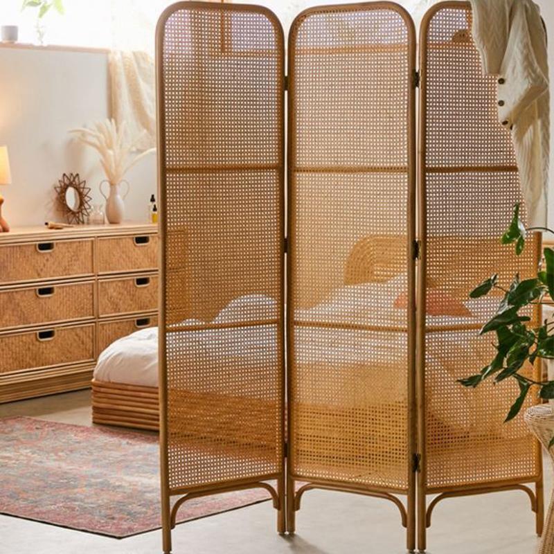 Charlesworth Rattan Room Divider/ Folding Screen, Oak