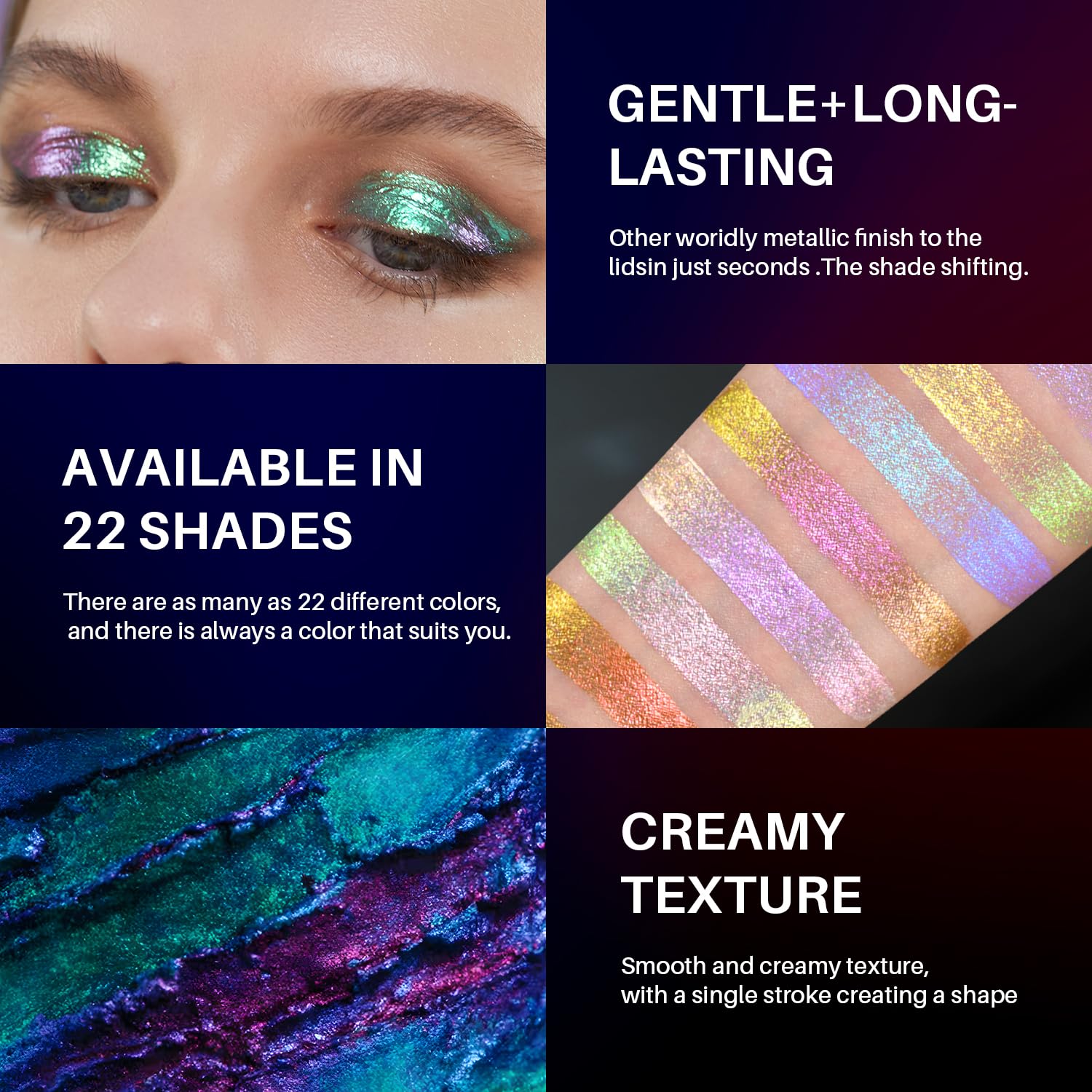 CHARMACY Liquid Duochrome Eyeshadow – Multichrome Finish, Quick-Drying Glitter, 1.6g (#21)