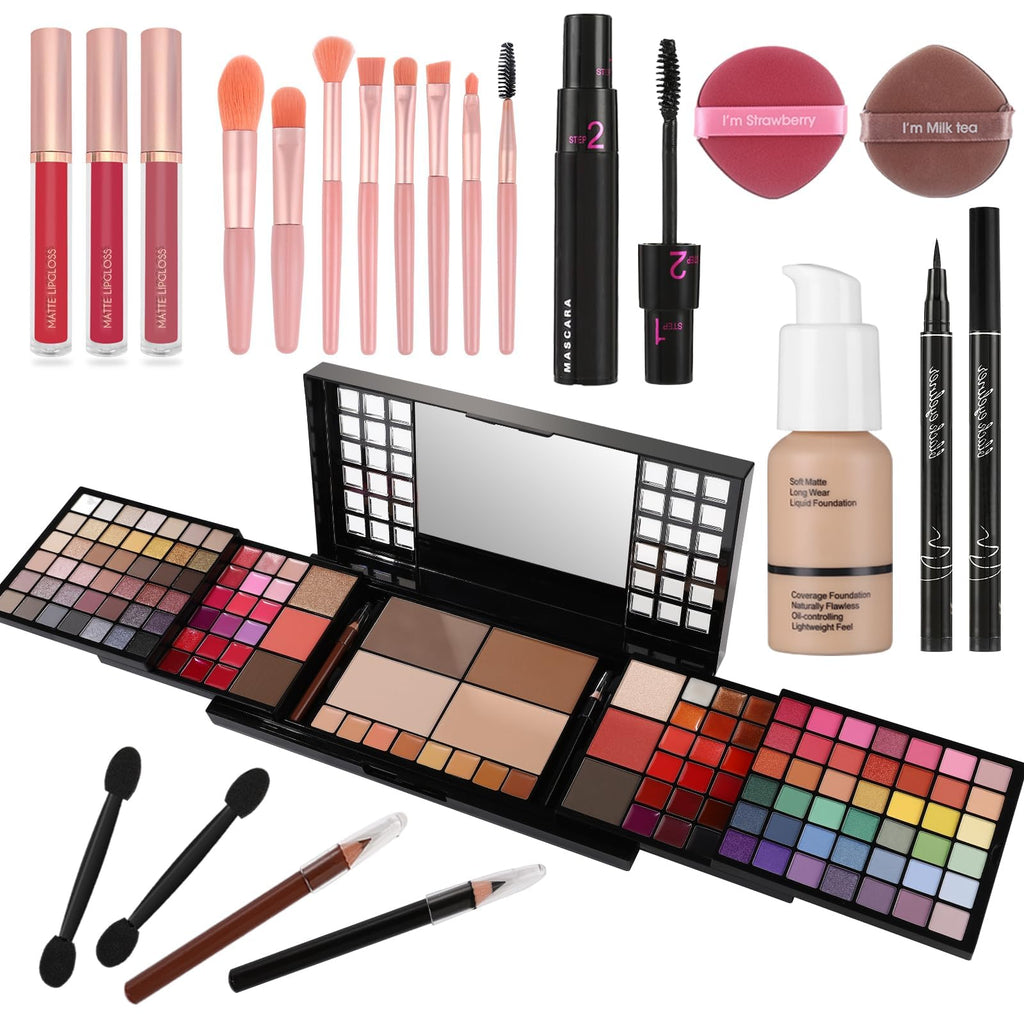 CHARMCODE Full Makeup Kit – All-in-One Cosmetic Set for Women (84 Eyeshadows, 36 Lip Colors)