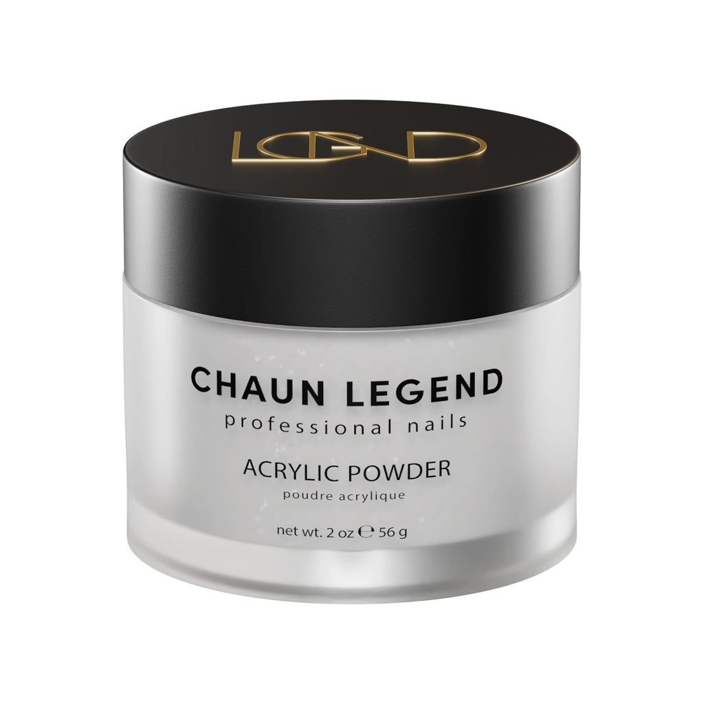Chaun Legend Acrylic Powder 2 oz – Frost White, Shimmer Finish, Gel-Like Look, Bunny Hoppin