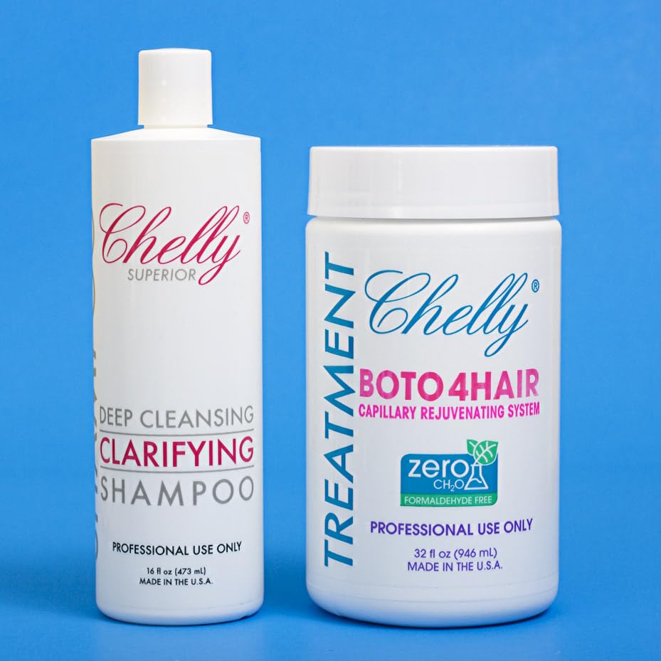 CHELLY Combo Hair Treatment Capillary Rejuvenating System – Formaldehyde-Free (32 fl oz) + Clarifying Shampoo 16 fl oz