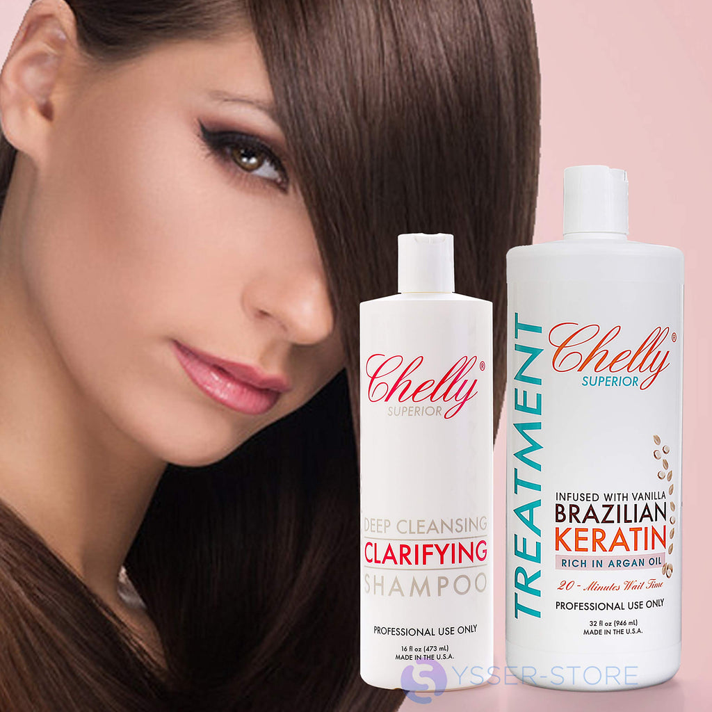 CHELLY Superior Brazilian Keratin (Vanilla) 32oz + Clarifying Shampoo 16oz Combo