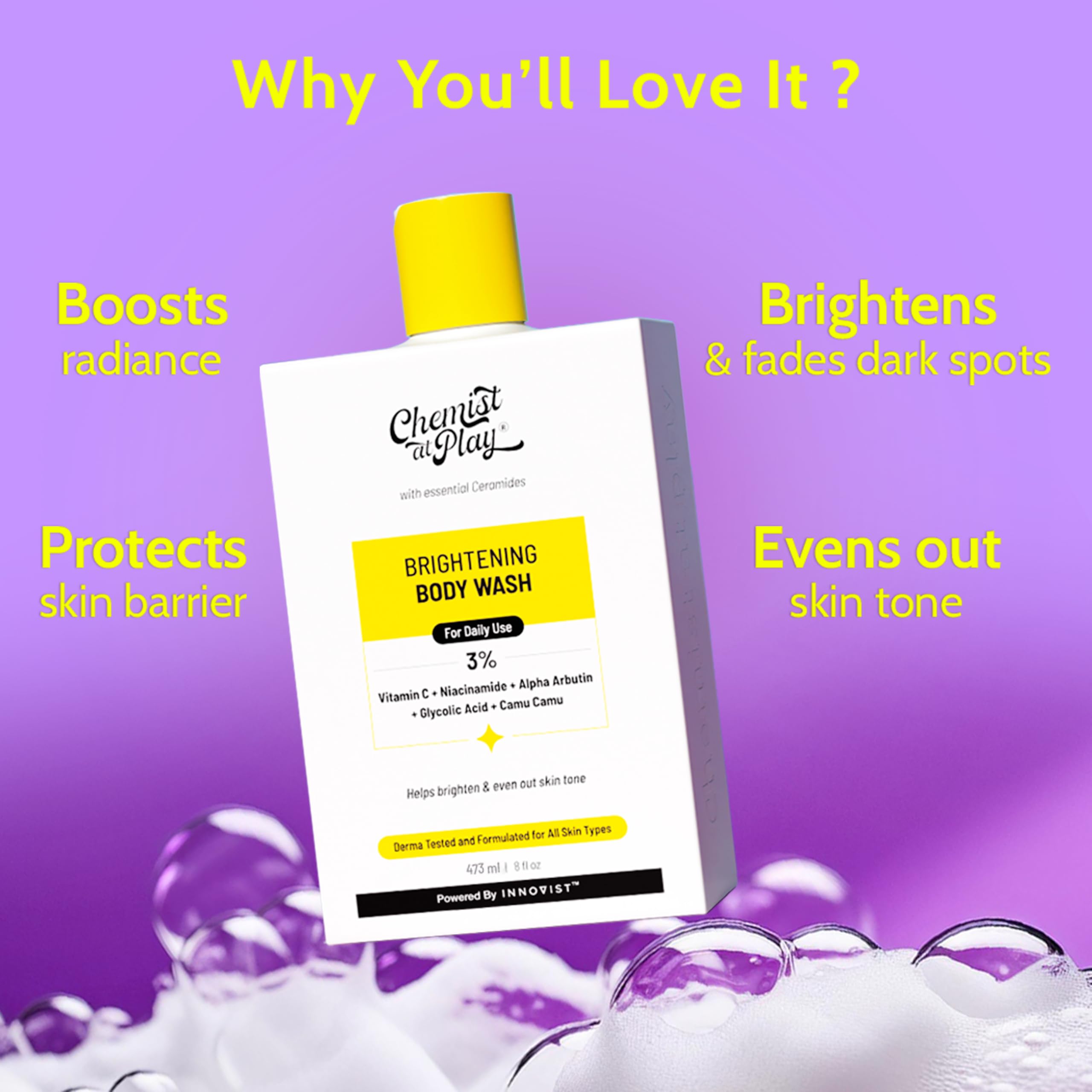 Chemist at Play Brightening Body Wash - Vitamin C Glow, Alpha Arbutin, 15.9 oz