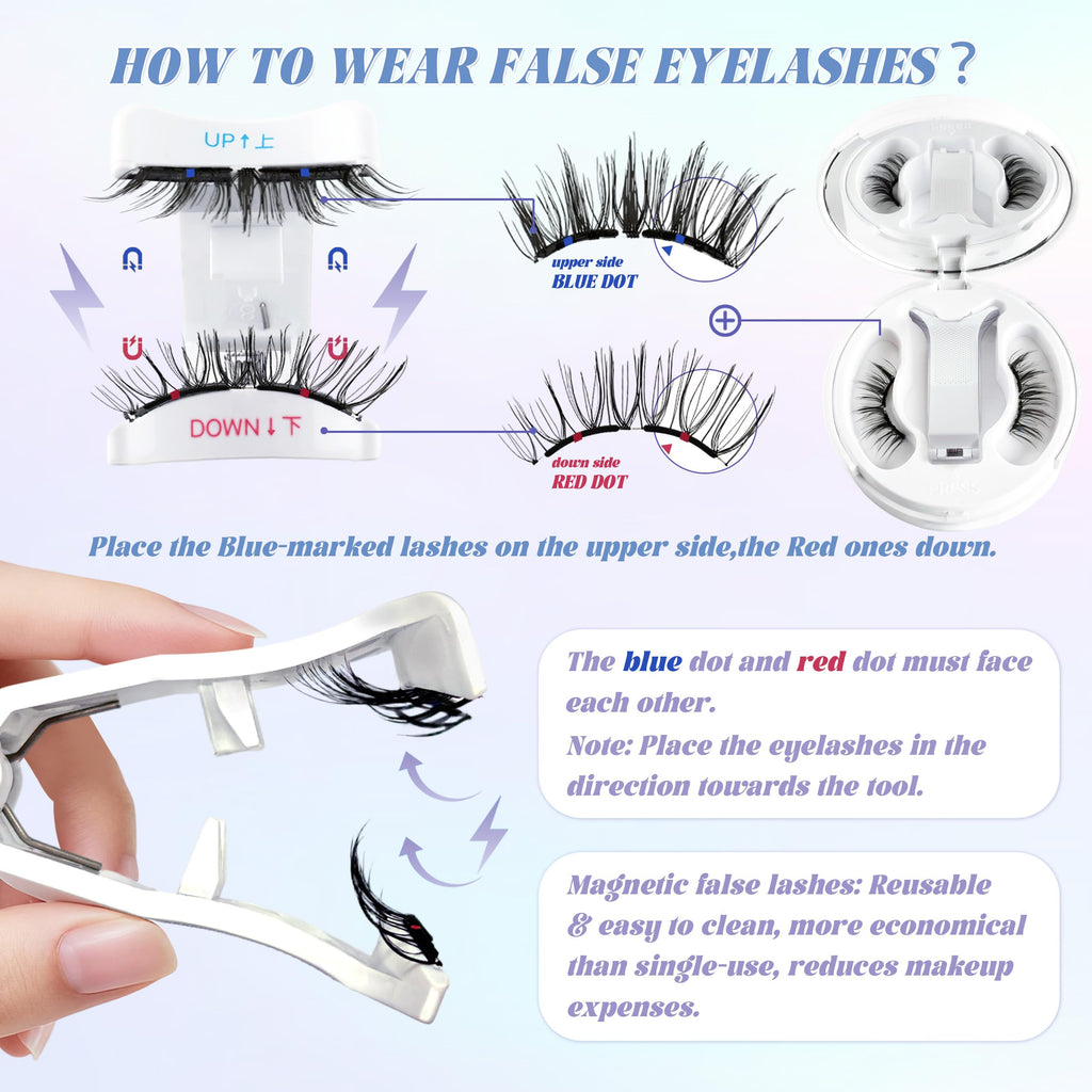 CHENSPLEND Upgrade Magnetic Eyelashes with Applicator – Glue-Free, Lightweight, Eye-Enlarging Set (N02)