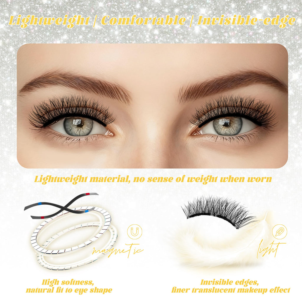 Chensplend M06 Magnetic Eyelashes with Applicator – Cat Eye Style, No Glue Needed, Easy Wear/Remove, Reusable Magnetic Lash Kit