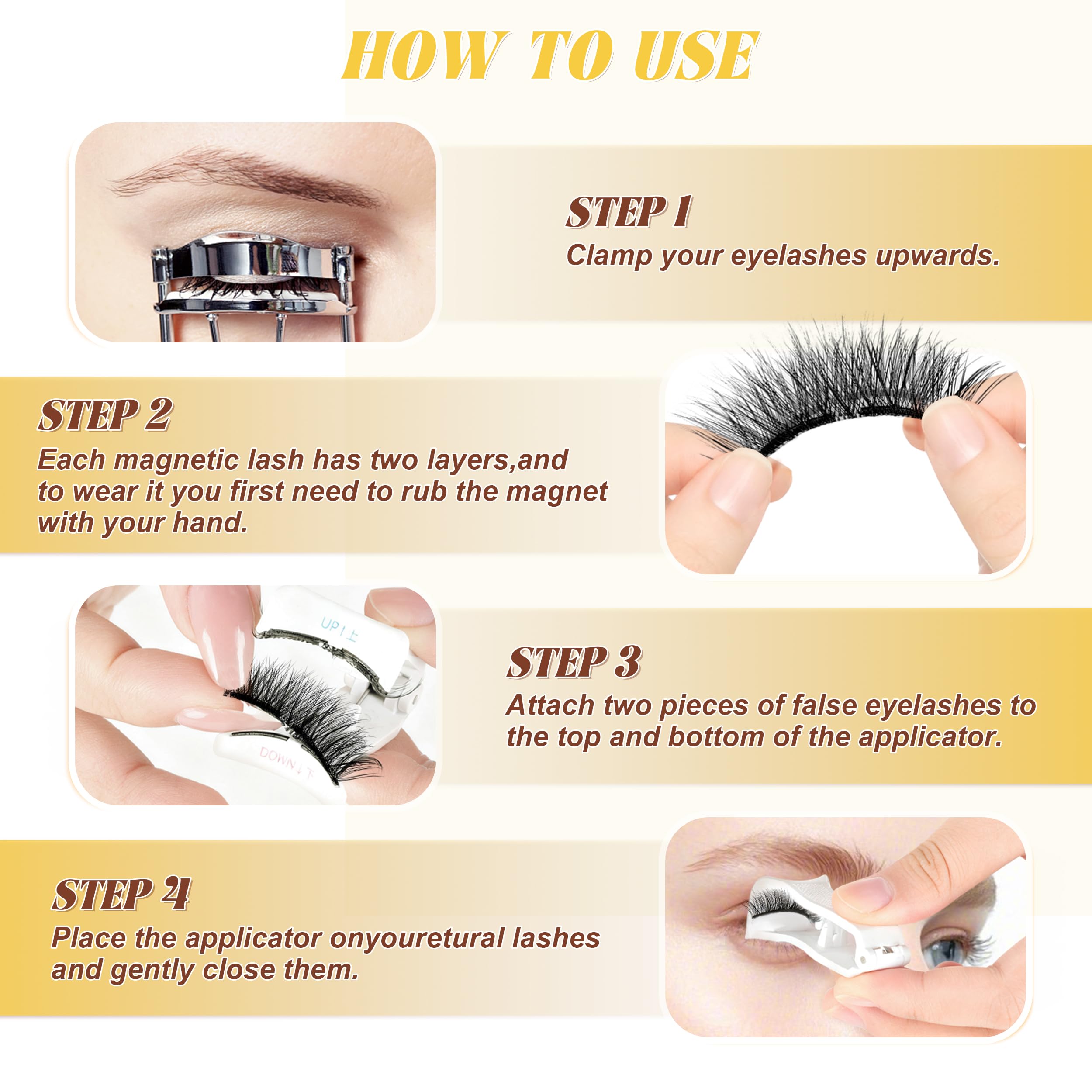 Chensplend M06 Magnetic Eyelashes with Applicator – Cat Eye Style, No Glue Needed, Easy Wear/Remove, Reusable Magnetic Lash Kit