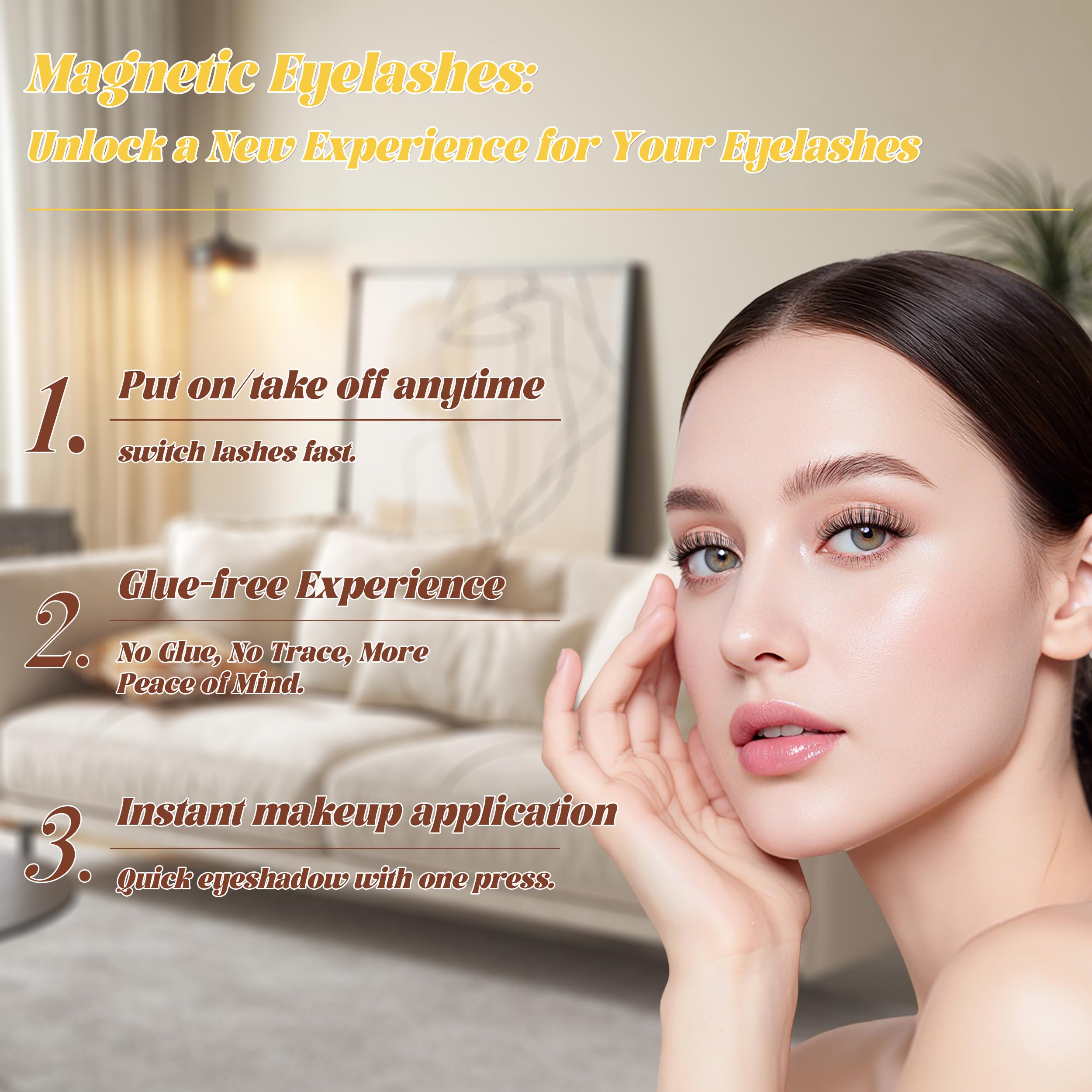 Chensplend Magnetic Eyelashes with Applicator - Upgrade Soft Reusable Lashes (W04)