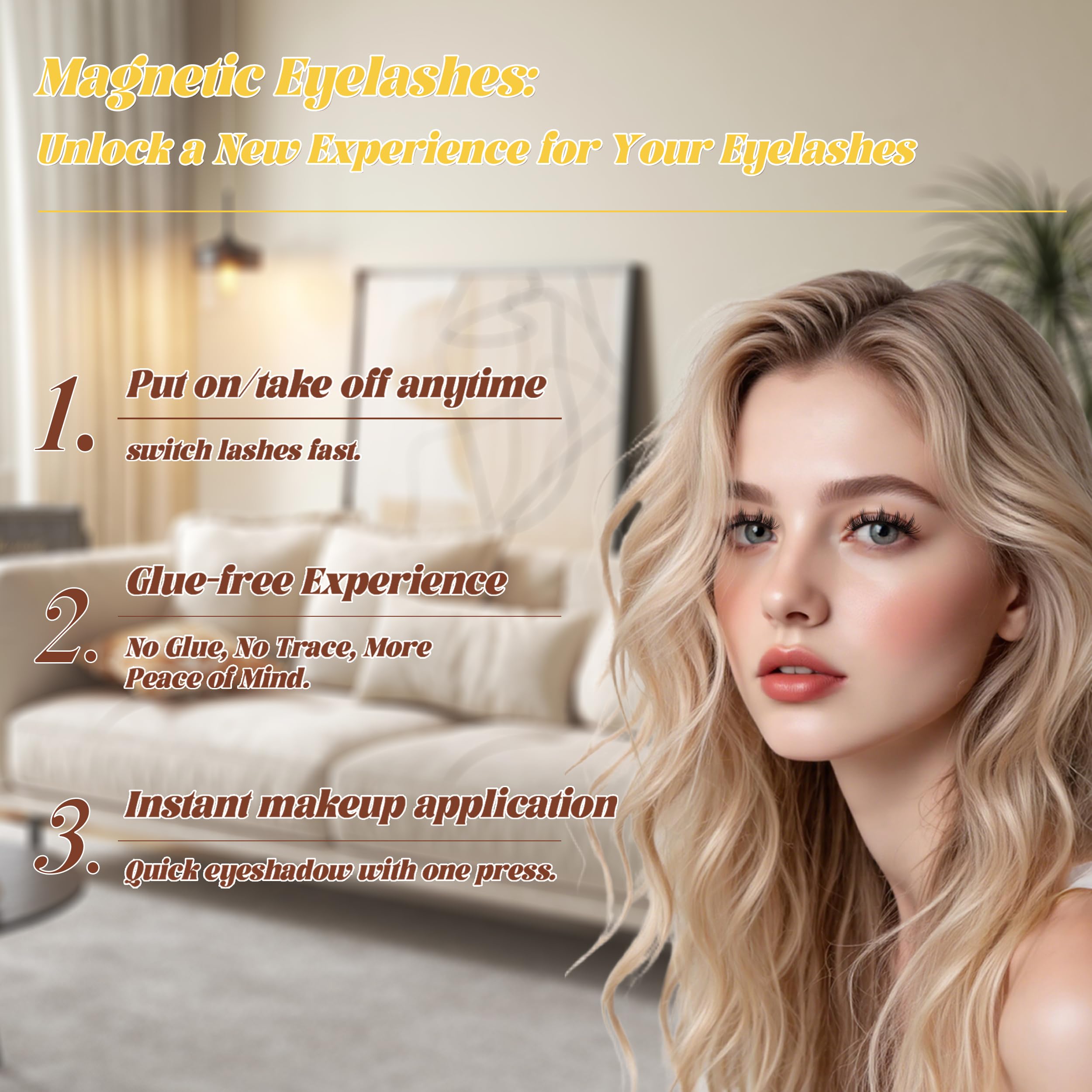 CHENSPLEND Magnetic Eyelashes with Applicator (M03) – Feathery, Reusable Lashes, No Glue Needed