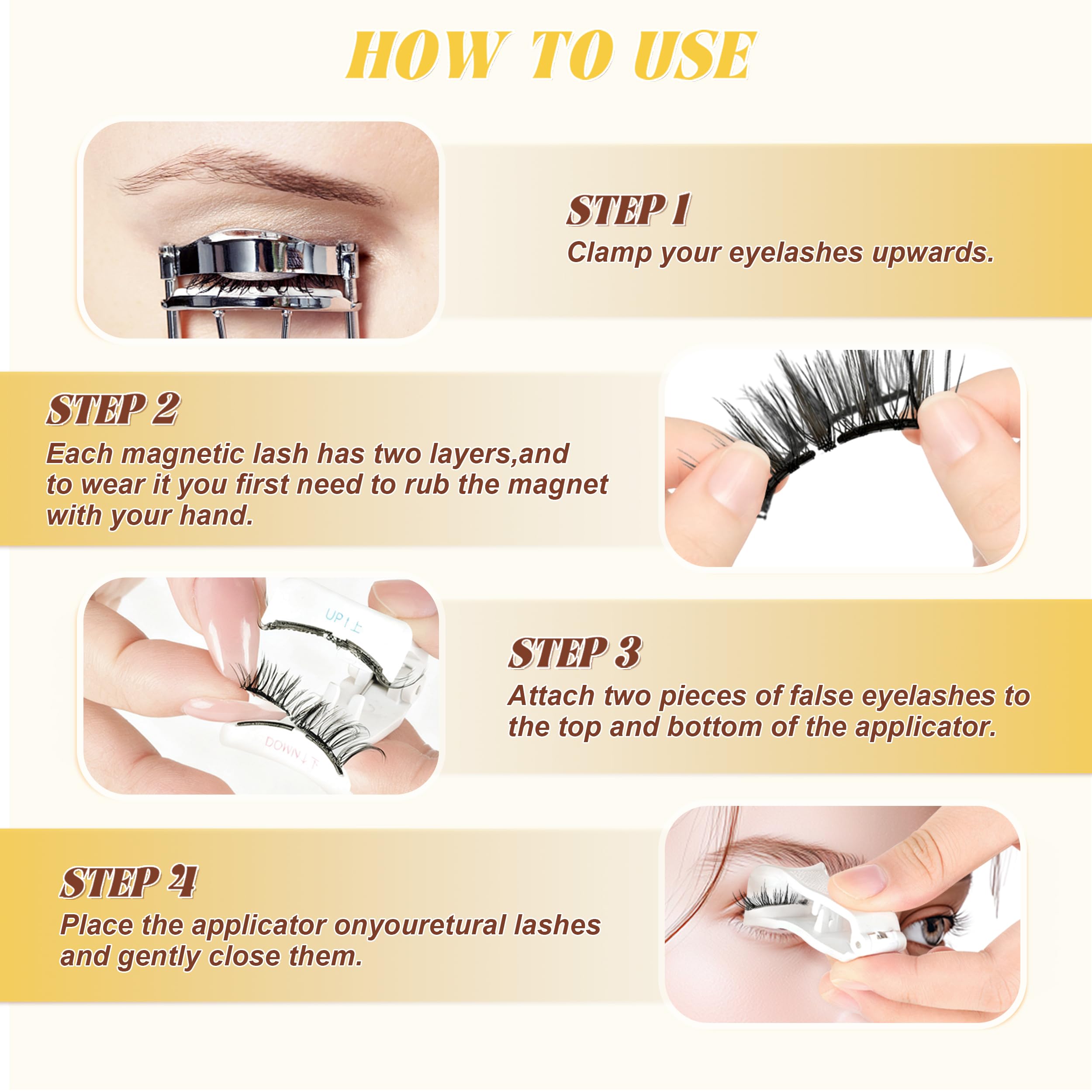 CHENSPLEND Magnetic Eyelashes with Applicator (M03) – Feathery, Reusable Lashes, No Glue Needed