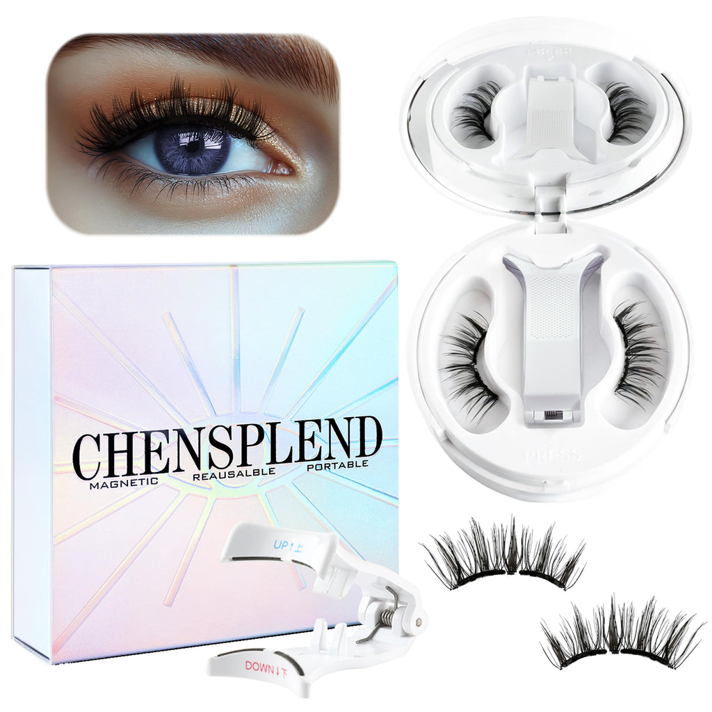 CHENSPLEND Upgrade Magnetic Eyelashes with Applicator – Glue-Free, Lightweight, Eye-Enlarging Set (N02)