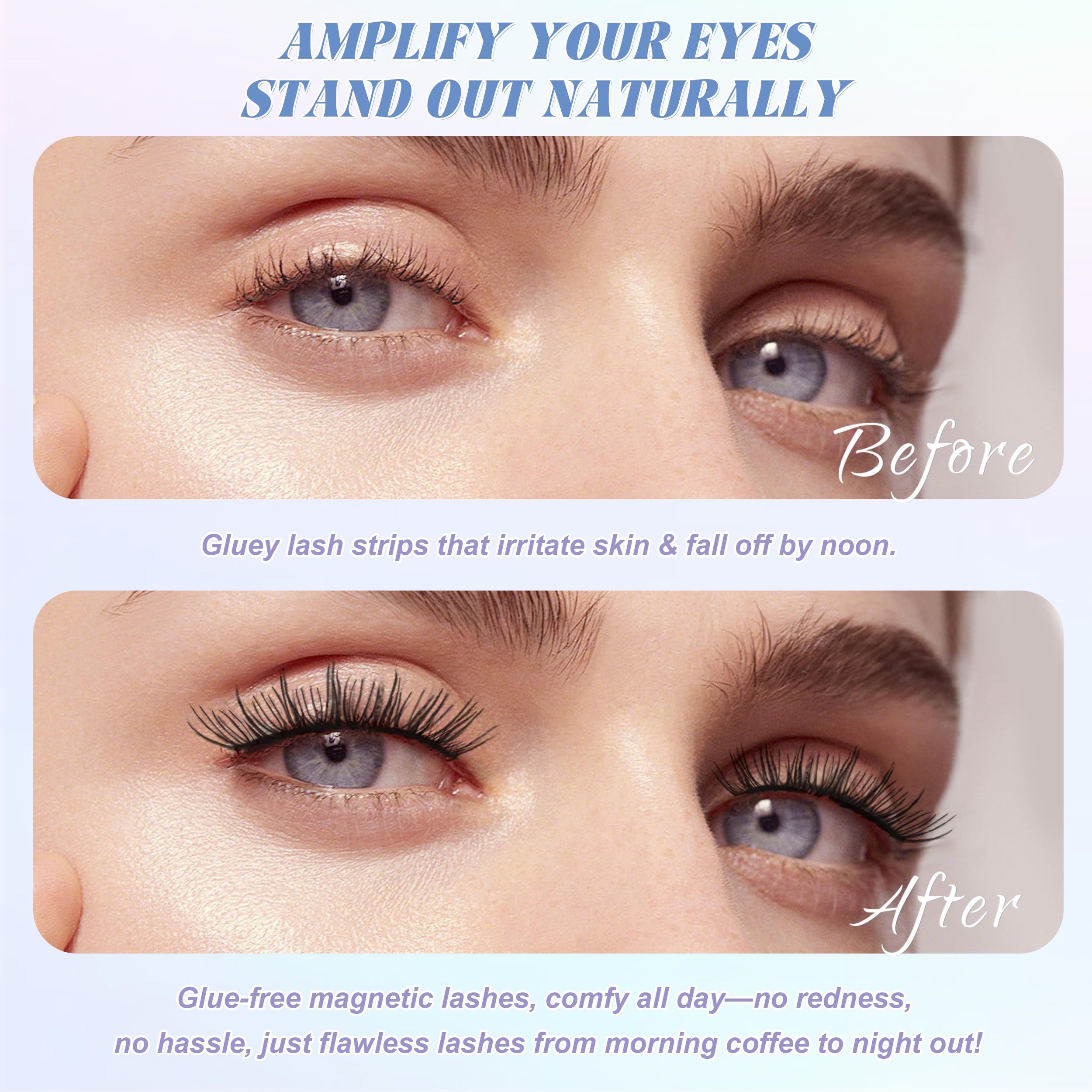 CHENSPLEND Upgrade Magnetic Eyelashes with Applicator – Natural Style, No Glue Needed